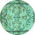 thumbnail image 1 of Ahgly Company Machine Washable Indoor Round Persian Turquoise Blue Traditional Area Rugs, 7' Round, 1 of 4
