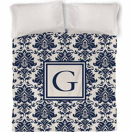IDG Damask Monogram Duvet Cover, Blue