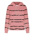 thumbnail image 6 of Jinhomg Women's Striped Print Sweatshirts Fall Casual Comfy Long Sleeve Hoodie Lightweight Loose Fit Kangaroo Pocket Sweatshirt with Drawstring Seasonal Sale Pink M, 6 of 6