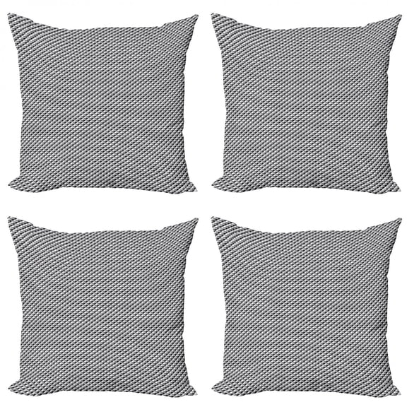Abstract Throw Pillow Cushion Case Pack of 4, Repetitive Print of Classic Diagonal Triangles and Squares, Modern Accent Double-Sided Print, 4 Sizes, Charcoal Grey Pale Taupe, by Ambesonne