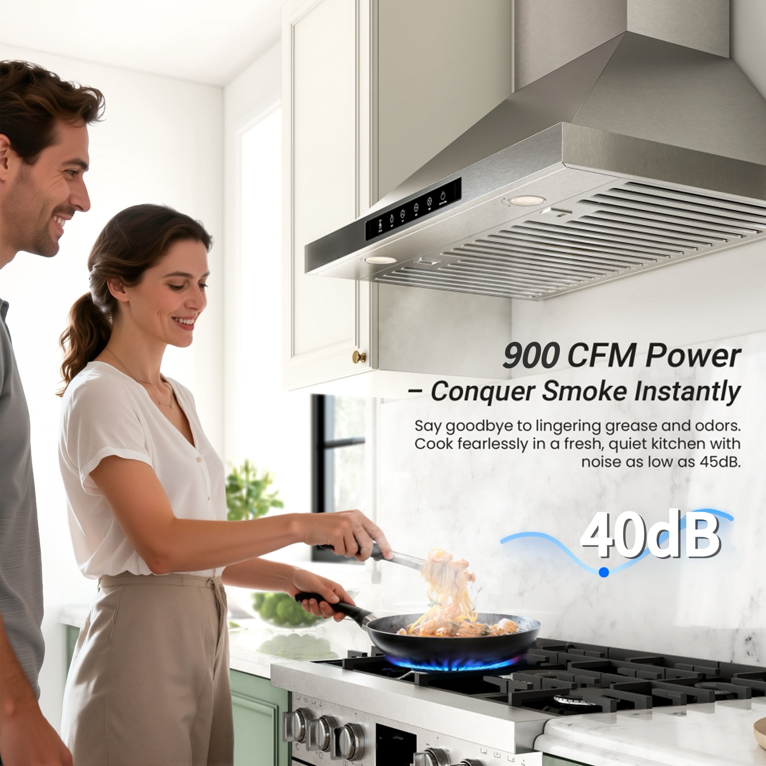 VIKIO 30 in. Wall Mount Range Hood, 900 CFM, Ducted, Stainless Steel with LED Lighting