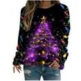 thumbnail image 2 of FDGIU Women's Christmas Graphic Tunic Tops - Soft Long Sleeve Crewneck Blouses with Xmas Tree Prints, Holiday Party Tees, 2 of 4