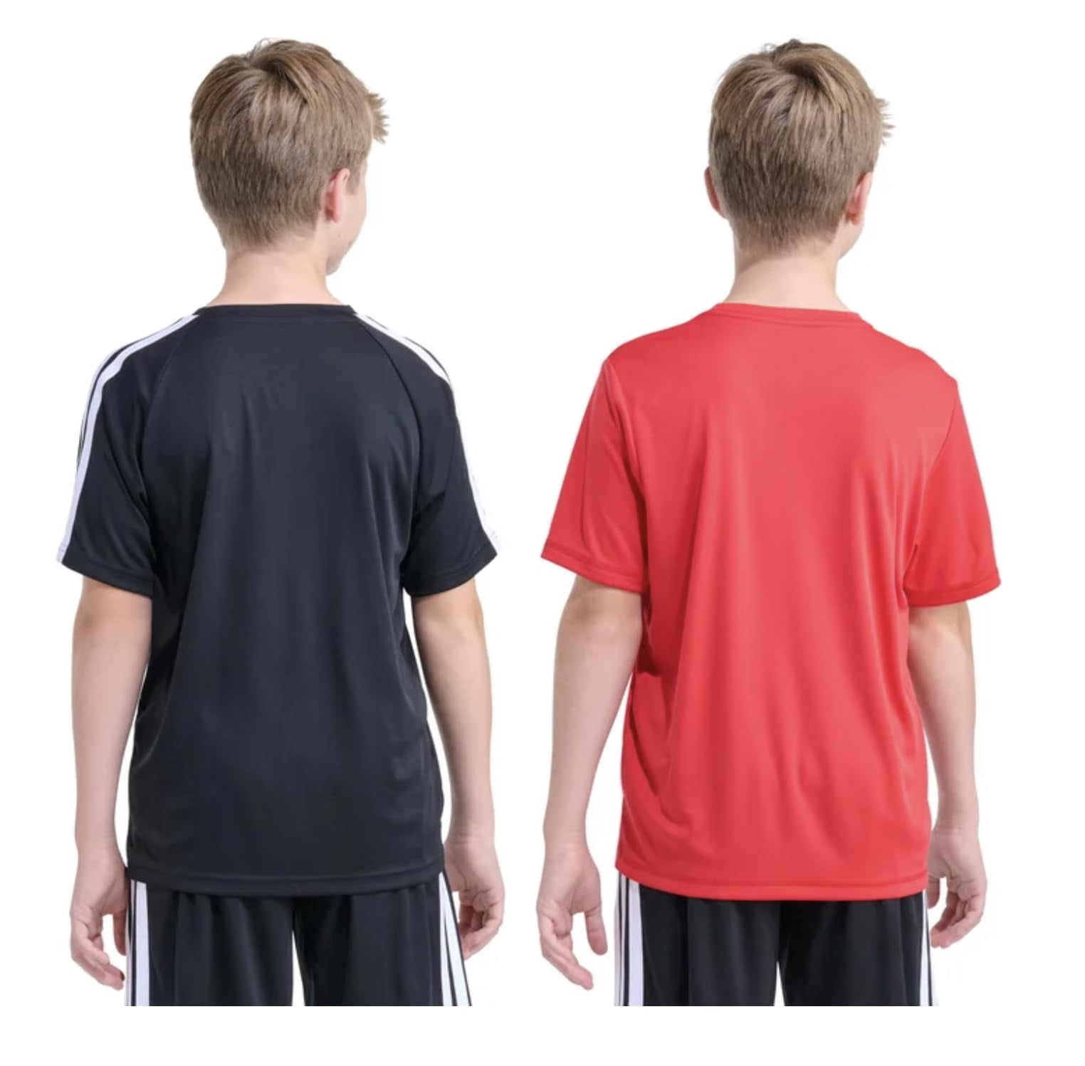 adidas Youth Boy's 2 Pack Short Sleeve T-Shirts (US, Alpha, Medium, Regular, Red (Black/Red))
