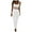 White, variant on 2 Piece Outfit Maxi Dress for Women Summer Deep U Neck Sleeveless Tank Crop Tops Long Skirt Set Party Bodycon Dresses Black L