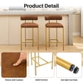 thumbnail image 4 of BRILHAMEZ Bar Stools Set of 2 with Backrest and Footrest Modern Gold Metal Frame Bar Stools for Kitchen Counter Bars and Cafes,Brown, 4 of 8