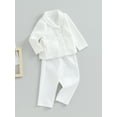 thumbnail image 3 of Wassery Baby Boys Clothes Long Sleeve Lapel Collar Tops with Elastic Waist Pants Set 6M 9M 12M 18M 24M 2T 3T Infant Summer Outfit, 3 of 8