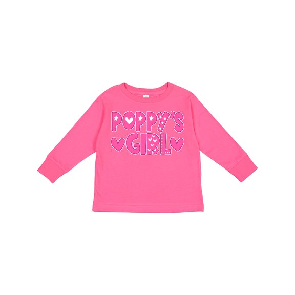 Inktastic Poppy's Girl Pink with Hearts Girls Long Sleeve Toddler T-Shirt