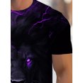 thumbnail image 5 of Linqi Men's Purple Lightning Lion Pattern T-shirt - Fashionable casual short-sleeve T-shirt with a lively electric design, comfortable to wear, everyday T-shirt, 5 of 5