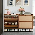 thumbnail image 4 of YOCWO Shoe Storage Cabinet with Flip Drawers for Entryway, Shoe Rack Organizer with Open Shelf, Walnut, 4 of 8