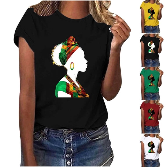 DDAPJ pyju African American Women Black Month History T-shirts Cool Black Ladies Short Sleeve Crewneck Tee Tops Inspiring Future Shirt Yellow XL