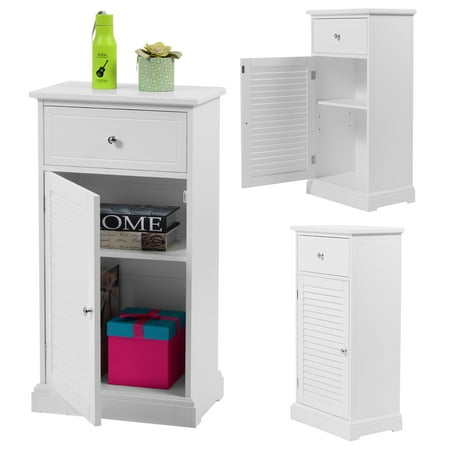 Costway White Storage Floor Cabinet Wall Shutter Door Bathroom Costway White Storage Floor Cabinet Wall Shutter Door Bathroom Organizer Cupboard Shelf