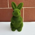 thumbnail image 7 of Easter Furry Flocked Bunny, Moss Bunny Green, Artificial Moss Rabbit Easter Table Decor, Holiday Easter Figure Statue Spring Garden Decorations 7.87 Inch A+B, 7 of 7