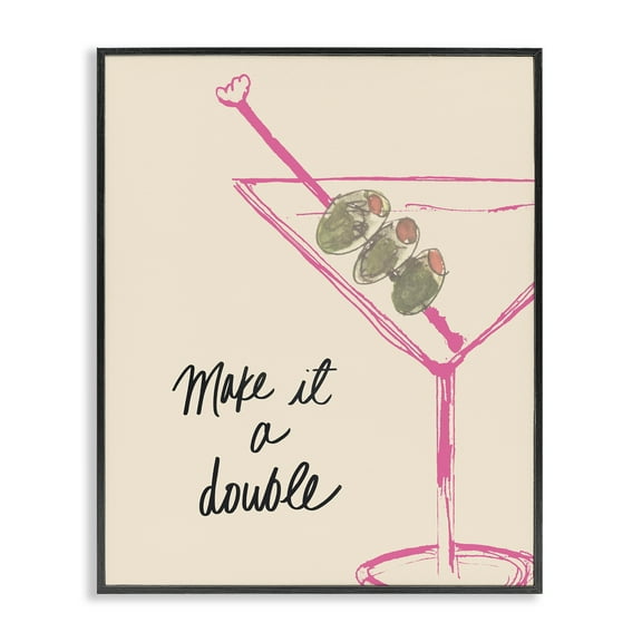 Stupell Industries Make It Double Martini Food & Beverage Painting Black Framed Art Print Wall Art, 11 x 14