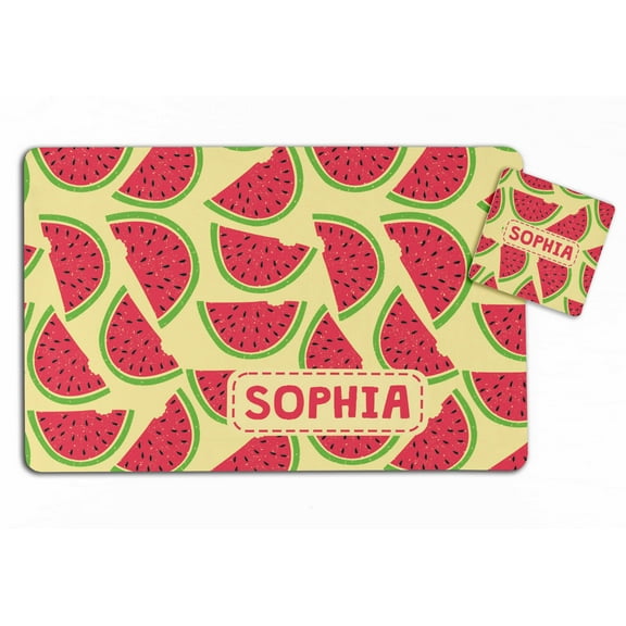 Printtoo Watermelon Print Personaized Gift For Kids Placemat & Coaster Set For Girls,Boys Gift,Christmas Gift-11x17 Inch