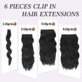 thumbnail image 3 of MORICA Clip in Hair Extensions for Women 20 Inch Long Wavy curly Natural Black Hair Extension Full Head Synthetic Hair Extension Hairpieces, 3 of 6