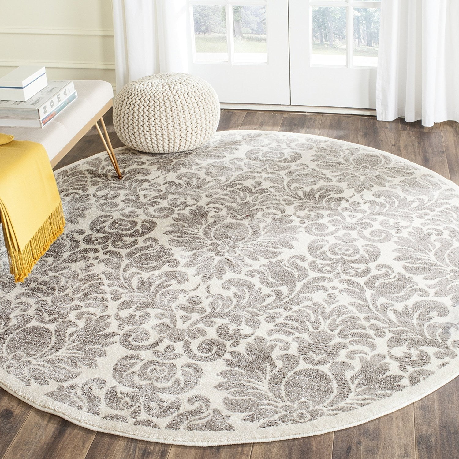 Safavieh Porcello Collection Prl3714a Grey And Ivory Round Area Rug 6 7 Diameter