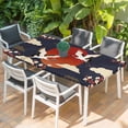 thumbnail image 2 of Japanese Style Table Cloths for 3 Foot Rectangle Tables, Modern Cranes Cherry Flower Wave Red Blue Patio Waterproof Elastic Fitted Tablecloths, Washable Rectangular Table Cover for Camping, 2 of 8