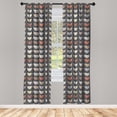 thumbnail image 3 of Ambesonne Cartoon Curtains, Doodle Cat Lover Pattern, Pair of 28"x84", Grey and Multicolor, 3 of 5