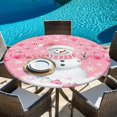 thumbnail image 6 of Pink Snowman Christmas Round Tablecloth, Fitted Table Cover with Elastic for 45"-54" Round Tables, Xmas Balls Snowflake Table Cloth Outdoor Indoor Dinning Party Waterproof Tablecloths, 6 of 7