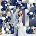 thumbnail image 5 of Navy Blue White and Silver Confetti Balloons - 60 pcs 12 Inch Navy Blue Pearl White and Silvery Latex Party Balloons for Shower Wedding Engagement Birthday Graduation Decorations, 5 of 10