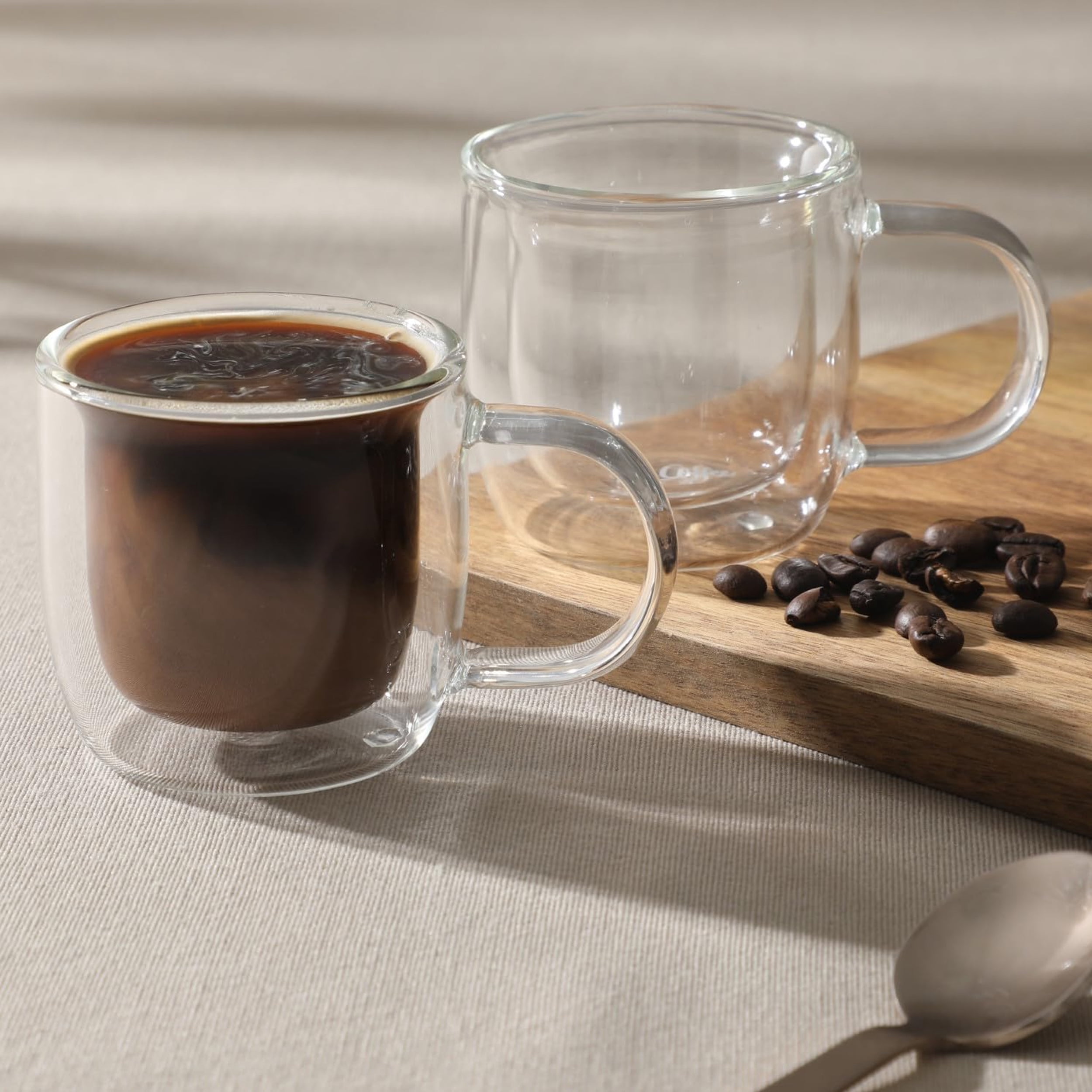 Mr. Coffee Salon Espresso 2 piece 3 Ounce Double Wall Insulated Glass Mug Set