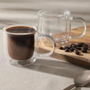 Mr. Coffee Salon Espresso 2 piece 3 Ounce Double Wall Insulated Glass Mug Set