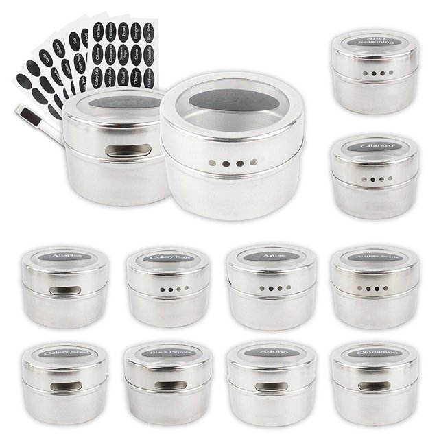 Magnético A Prueba De Polvo Visible Acero Inoxidable Condimento Bote Especias Condimento Botella Condimento Caja Barbacoa Al Aire Libre Seis Sabores Juego De 12 Piezas Cateissary HA020146-00