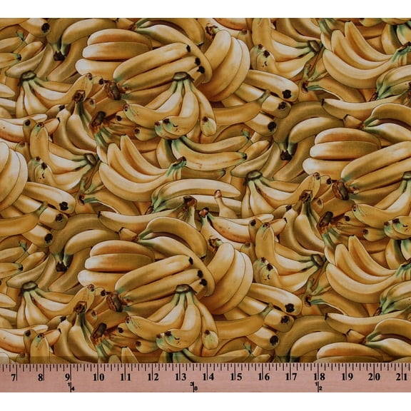 Cotton Bananas Banana Fruit Yellow Food Festival Cotton Fabric Print by the Yard (461-YELLOW)