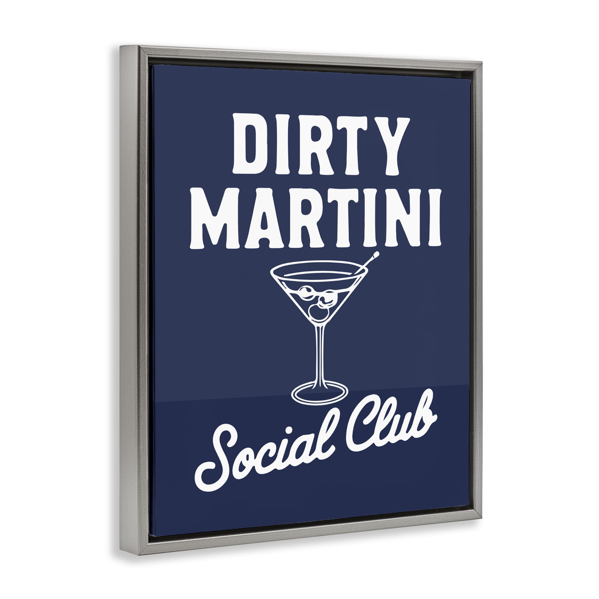 Stupell Industries Retro Dirty Martini Club Gray Framed Floater Canvas Wall Art, design by Lettered and Lined