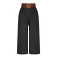 thumbnail image 6 of WREESH Womens Cotton Linen Pants Fashion Comfortable Casual Loose Comfortable Belt Lace Fold Pants Black, 6 of 7
