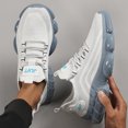 thumbnail image 4 of Men's Lace Up Knit Chunky Sneakers, Breathable Mesh Cushioned Athletic Running Shoes, Black, White Available, 4 of 6