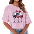 thumbnail image 1 of Qiopertar Mode Femmes Été T-Shirt Col Rond Imprimé Manches Courtes Blouse Décontractée Grandes Économies de Vacances! Liquidation Moins de 5$ Livraison Gratuite, 1 of 7