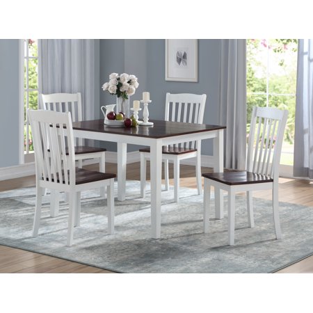 ACME Green Leigh 5-Pieces Pack Dining Set in White and Walnut - Walmart.com