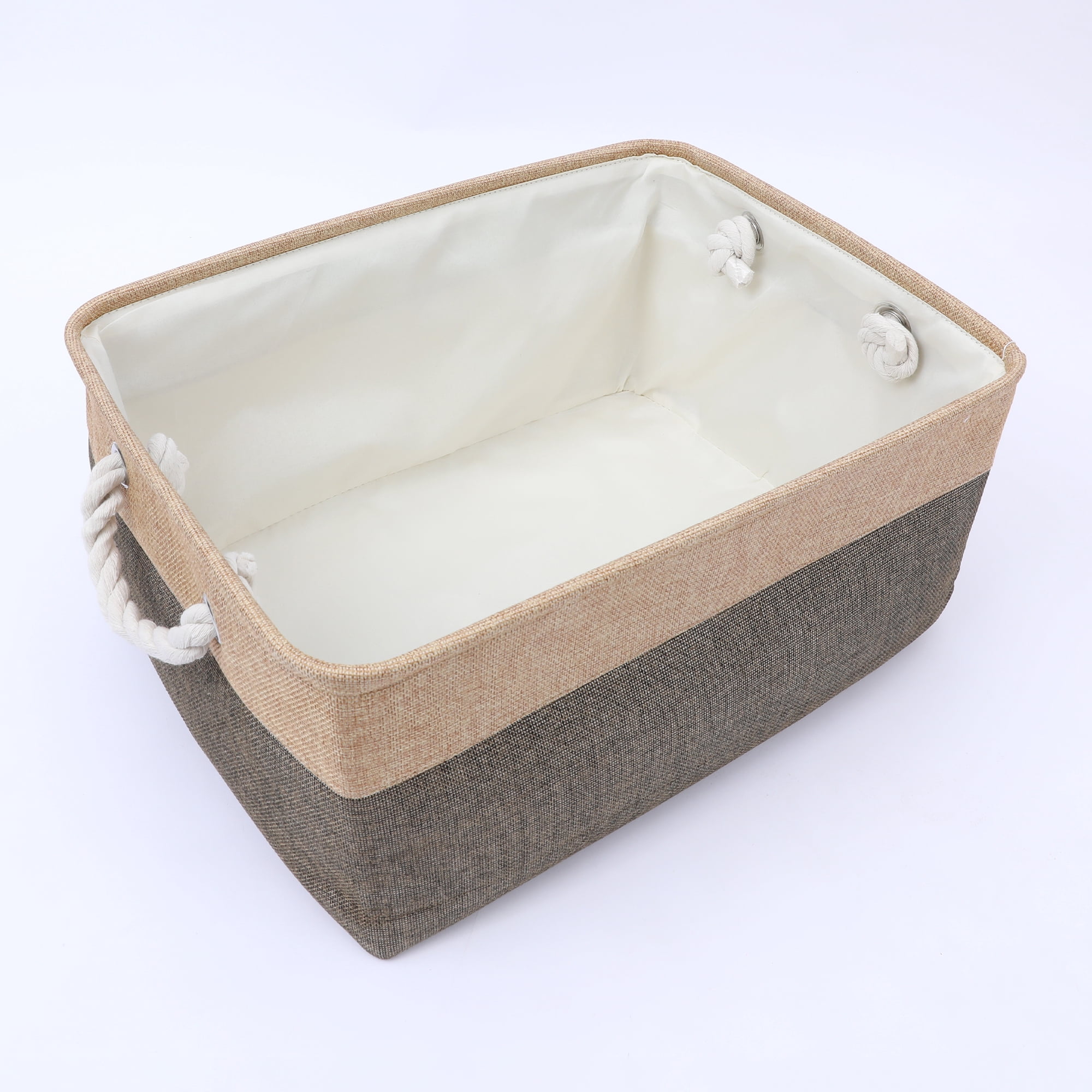Unique Bargains Storage Bin with Handle Fabric Cube Coffee/Brown 16*12.5*8in