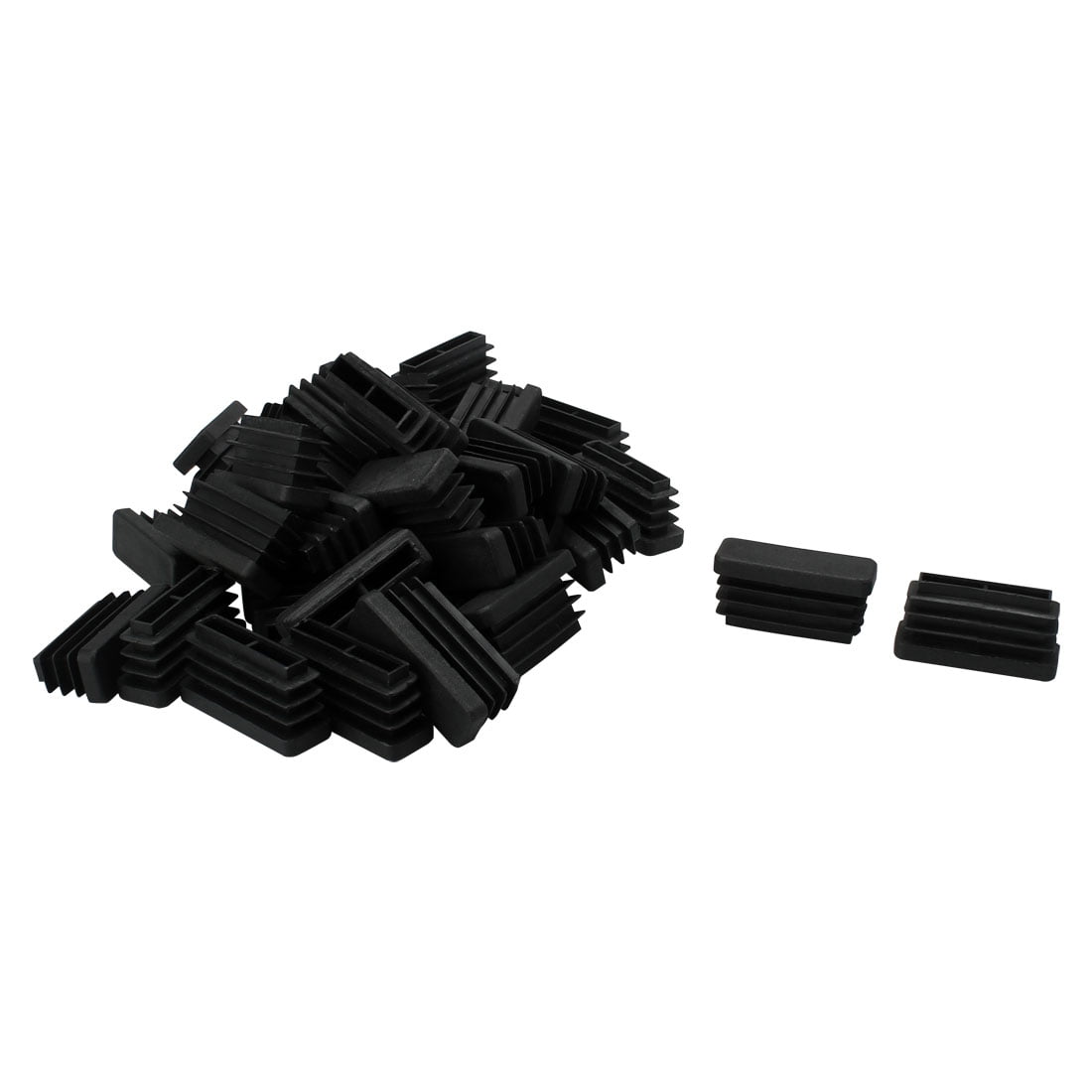 40pcs Plastic Rectangle Tube Inserts Pipe Tubing End Covers Caps Black ...