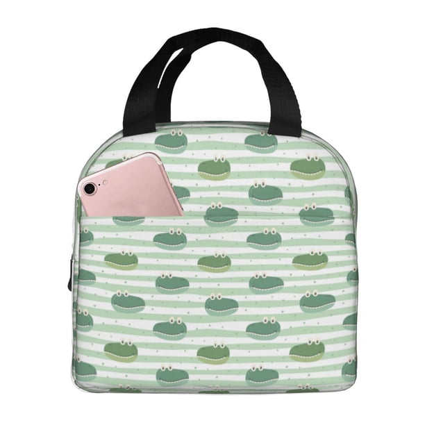 Easygdp Cute Crocodile Bolsa Térmica Premium - Tela Oxford Impermeable, Gran Capacidad, Bolsillo Frontal, Unisex para Trabajo, Escuela, Actividades al Aire Libre y Picnics