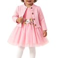 thumbnail image 4 of Toddler Girl 2 Piece Princess Outfit Long Sleeve Knit Cardigan Floral Waist Sleeveless Tulle Dress Fall Clothes Set for 3 Months To 3 Years Pink, 4 of 6