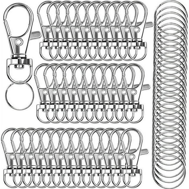 120 Pcs Crochets Pivotants avec Anneaux Porte-Clés, Pince à Homard en Métal Premium