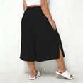 thumbnail image 6 of Sweat Shorts Women Wide Leg Capris Pants Plus Size Women Elastic Waist Pockets Side Slit Lightweight Casual Summer Beach Travel Cropped Pants Black XL, 6 of 6