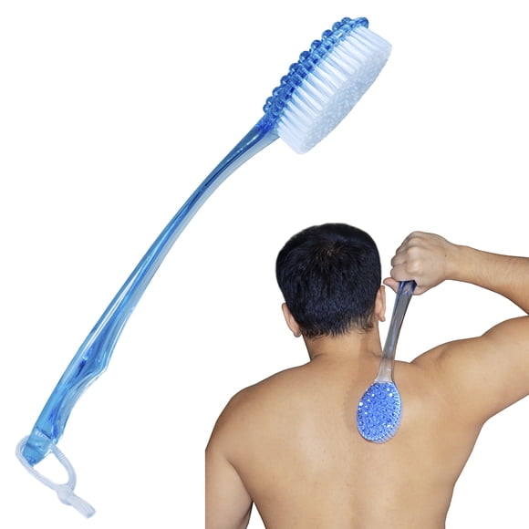 Cepillo de baño de 14.0 in de largo para ducha y espalda, masajeador (azul)