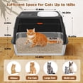 thumbnail image 5 of Stainless Steel Litter Box with Lid, XL Front Entry Enclosed Extra Large Litter Box for Big Cats & Kitty, Top Exit Metal Cat Pan with Scoop, Mat, Footboard, Charcoal Filter (Black), 5 of 9