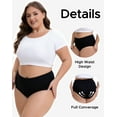 thumbnail image 5 of OEIOEI Plus Size XL-5XL Cotton Underwear for Women High Waist Full Coverage Briefs 5 Pack(5XL,5 Black), 5 of 8