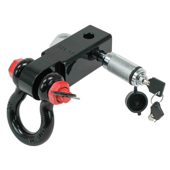 2" Tow Hitch Shackle Receiver with 3/4'' D Ring Shackle, 5/8" Hitch Lock Pin, 11,000 lbs WLL | Black Towing Accessories for Vehicle Recovery Off-Road