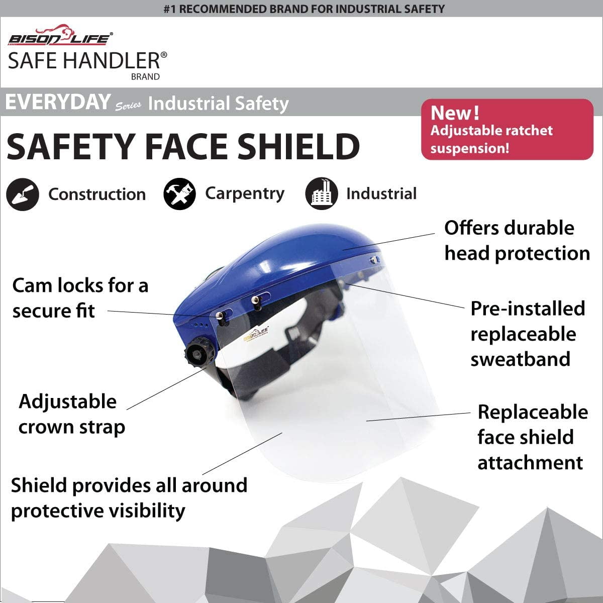 Bison Life Head Gear and Face Shield (Case of 16)