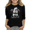 thumbnail image 1 of Lovzfmll Enfants Unisexes Graphique Pointu Manches 3/4 Tee, Chandail Col Rond Décontracté pour Petites Filles 130, 1 of 4