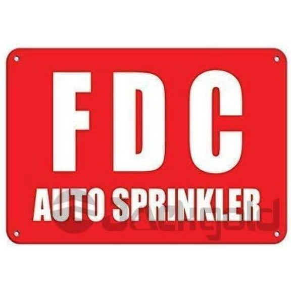 Wall Decor Metal Sign Fdc Auto Sprinkler Hazard Sign Fire for Outdoor & Indoor 8"x12" Plate