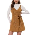 thumbnail image 1 of Vestido de mezclilla con botones y cinturón INSPIRE CHIC para mujer, color marrón, talla S, 1 of 5