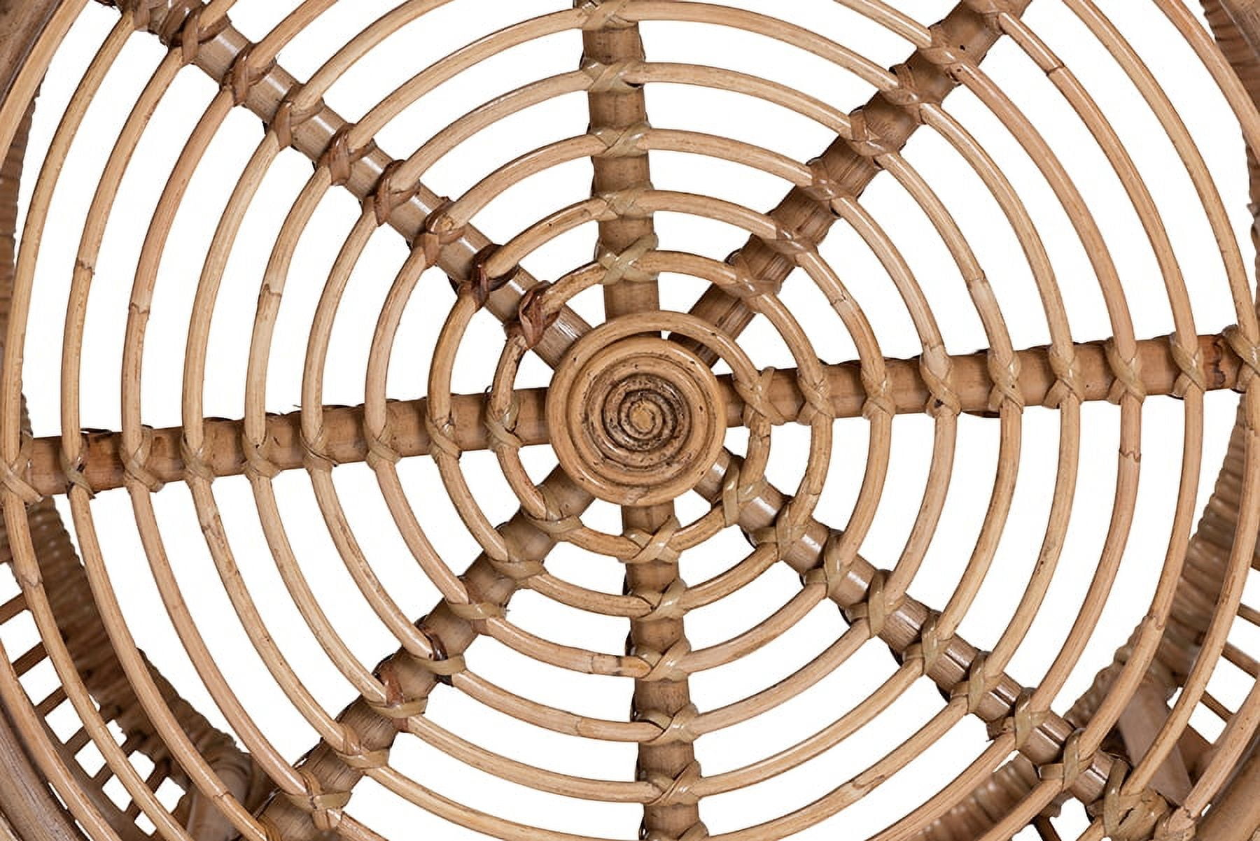 bali & pari Aliane Rattan BOHO Coffee Table with Circular Top, Openwork Frame, Natural Brown