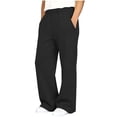 thumbnail image 3 of Lutiedan Sweatpants for Girls Wide Leg Athletic Workout Running Pants High Waisted Jogger Pants with Pockets,Black,10-11 Years, 3 of 7