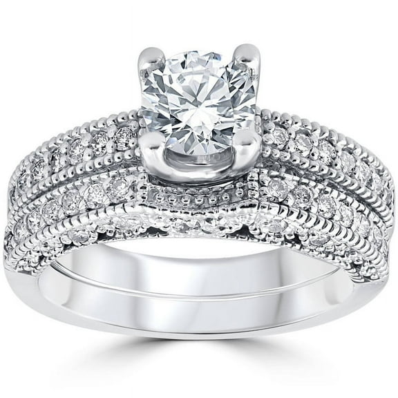Edge Jewel 1.8 Ct Vintage Round Cut Lab-Created Diamond Engagement Ring - Stunning 14K White Gold Over - Prong Setting Bridal Ring - Perfect for Gifting on Anniversaries and Special Celebrations